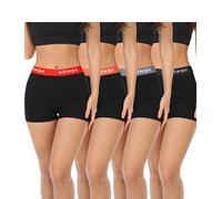 wirarpa Boxer Femme Coton Shorty Anti Frottement Shorts Caleçons Femmes 3'' Inseam Lot de 4 Noir Taille M