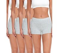 wirarpa Boxer Femme Shorty Femmes Panty Coton Short Caleçon avec Entrejambe Large Coton Lot de 4 Gris Taille 3XL