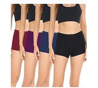 wirarpa Boxer Femme Shorty Femmes Panty Coton Short Caleçon avec Entrejambe Large Coton Lot de 4 Noir/Bleu/Violet/Rouge Taille XL