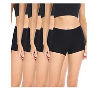 wirarpa Boxer Femme Shorty Femmes Panty Coton Short Caleçon avec Entrejambe Large Coton Lot de 4 Noir Taille 2XL