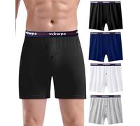 wirarpa Boxer Homme Caleçon Hommes 100 Coton avec Boutonnés Braguette Ouverte Confortable et Ample Boxers Lot de 4 Multicolore Taille L