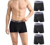 wirarpa Boxer Homme Caleçon Hommes Modal Doux Confortable Trunk sans Etiquette Lot de 4 Noir Taille S