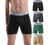 wirarpa Boxer Homme Coton Caleçon Hommes Élastique Confortable Braguette Ouverte sans Etiquette Lot de 4 Multicolore Taille S