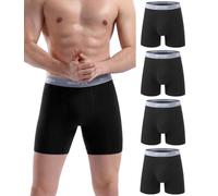 wirarpa Boxer Homme Coton Caleçon Hommes Élastique Confortable Braguette Ouverte sans Etiquette Lot de 4 Noir Taille XXL