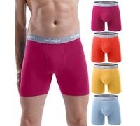 wirarpa Boxer Homme Coton Caleçon Hommes Élastique Confortable Braguette Ouverte sans Etiquette Lot de 4 Multicolore Taille M