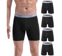 wirarpa Boxer Homme Coton Caleçon Hommes Élastique Confortable Braguette Ouverte sans Etiquette Lot de 4 Noir Taille XL