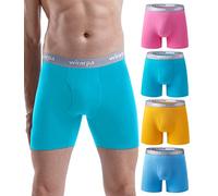 wirarpa Boxer Homme Coton Caleçon Hommes Élastique Confortable Braguette Ouverte sans Etiquette Lot de 4 Multicolore Taille S