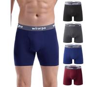 wirarpa Boxer Homme Coton Caleçon Hommes Élastique Confortable Braguette Ouverte sans Etiquette Lot de 4 Multicolore Taille S