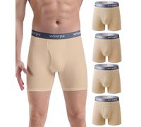 wirarpa Boxer Homme Coton Caleçon Hommes Élastique Confortable Braguette Ouverte sans Etiquette Lot de 4 Beige Taille XL