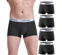 wirarpa Boxer Homme Lot de 4 Coton Boxers Caleçon pour Hommes Fitted Trunk sous-vêtement Stretch Slip Culotte- Noir, Taille 2XL