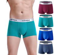 wirarpa Boxer Homme Lot de 4 Coton Boxers Caleçon pour Hommes Fitted Trunk sous-vêtement Stretch Slip Culotte- Multicolore, Taille S