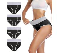 wirarpa Culotte Femme Coton Culottes Taille Haute Slip Sport ,4XL,Noir-lot de 4