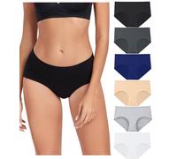 wirarpa Culotte Femme Coton Slip Femme Confortable Culottes Doux Lot de 6 Noir,Gris,Bleu Marine,Gris Clair,Blanc,Beige Taille XL