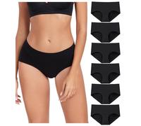 wirarpa Culotte Femme Coton Slip Femme Confortable Culottes Doux Lot de 6 Noir Taille XS