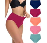 wirarpa Culotte Femme Coton Taille Haute Slip Elasticité Culottes Femme Lot de 5 Multicolor Taille L