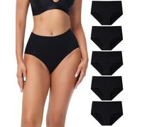 wirarpa Culotte Femme Coton Taille Haute Slip Elasticité Culottes Femme Lot de 5 Noir Taille S