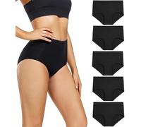 wirarpa Culotte Femme Coton Taille Haute Slips Lot de 5 Noir Taille XL