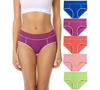 wirarpa Culotte Femme Coton Taille Midi Confortable Slip Couvrent Bien Lot de 5 Multicolore Taille L