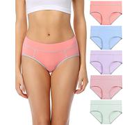wirarpa Culotte Femme Coton Taille Midi Confortable Slip Couvrent Bien Lot de 5 Multicolore Taille L