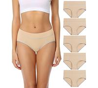 wirarpa Culotte Femme Coton Taille Midi Confortable Slip Couvrent Bien Lot de 5 Multicolore Taille M