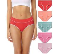 wirarpa Culotte Femme Coton Taille Midi Confortable Slip Couvrent Bien Lot de 5 Multicolore Taille XS