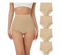 wirarpa Culotte Femme Coton Taille Très Haute Culottes Elasticité Slips Lot de 4 Beige Taille XL