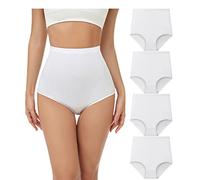 wirarpa Culotte Femme Coton Taille Très Haute Culottes Elasticité Slips Lot de 4 Blanc Taille 5XL