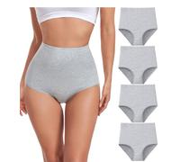 wirarpa Culotte Femme Coton Taille Très Haute Culottes Elasticité Slips Lot de 4 Gris Taille XL