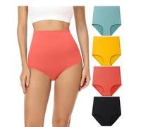 wirarpa Culotte Femme Coton Taille Très Haute Culottes Elasticité Slips Lot de 4 Multicolor Taille L
