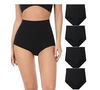 wirarpa Culotte Femme Coton Taille Très Haute Culottes Elasticité Slips Lot de 4 Noir Taille 7XL