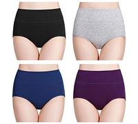wirarpa Culotte Femme Taille Haute Boxer élastique Coton Slip Confort Shorty Lot de 4 Multicolore Taille M