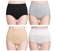 wirarpa Culotte Femme Taille Haute Boxer élastique Coton Slip Confort Shorty Lot de 4 Multicolore Taille M