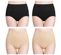 wirarpa Culotte Femme Taille Haute Boxer élastique Coton Slip Confort Shorty Lot de 4 Noir Apricot Taille S