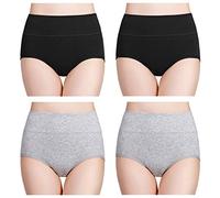 wirarpa Culotte Femme Taille Haute Boxer élastique Coton Slip Confort Shorty Lot de 4 Noir Gris Taille S