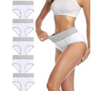 wirarpa Culottes Coton pour Femmes Shorty Confort Slips Femme Culotte Taille Haute Lot de 5 Blanc Taille 5XL