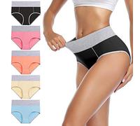 wirarpa Culottes Coton pour Femmes Shorty Confort Slips Femme Culotte Taille Haute Lot de 5 Noir, Rose, Orange, Jaune, Bleu Clair Taille L