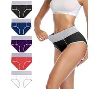 wirarpa Culottes Coton pour Femmes Shorty Confort Slips Femme Culotte Taille Haute Lot de 5 Noir/Violet/Blanc/Bleu Marine/Rouge Taille M