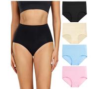 wirarpa Culottes en coton taille haute, pour femmes, sous-vêtements - Multicolore - XL, lot de 4