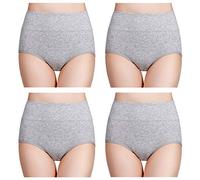 wirarpa Culottes Femmes Coton Taille Haute sous-vêtements Slip Elasticité Boxer Femme Ventre Plat Lot de 4 Gris Taille M