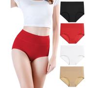 wirarpa Culottes Femmes Coton Taille Haute sous-vêtements Slip Elasticité Boxer Femme Ventre Plat Lot de 4 Taille XL