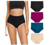 wirarpa Culottes Femmes Coton Taille Haute sous-vêtements Slip Elasticité Boxer Femme Ventre Plat Multicolore03-lot de 4, L