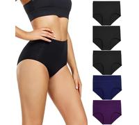 wirarpa Culottes Gainante Femmes Coton Taille Haute Slips, 3noir,1bleu, 1violet-lot de 5, 54-56,XXL