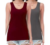 wirarpa Débardeur Femme Coton Tank Top Confort Basic Caraco Classics Lot de 2 Rouge foncé/Gris foncé Taille XL