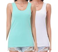 wirarpa Débardeur Femme Coton Tank Top Confort Basic Caraco Classics Lot de 2 Vert Menthe/Blanc Taille M