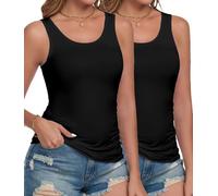 wirarpa Débardeur Femme Tank Top Modal Confort Basic Classics Lot de 2 Noir Taille M