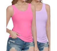 wirarpa Débardeur Femme Tank Top Modal Confort Basic Classics Lot de 2 Violet/Rouge Taille XL