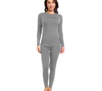 wirarpa Ensemble de sous-vêtements Thermiques Femme Doublé Polaire Haut & Bas Maillot de Corps Longues et Pantalon Pyjama Hiver Gris Clair Taille M