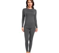 wirarpa Ensemble de sous-vêtements Thermiques Femme Doublé Polaire Haut & Bas Maillot de Corps Longues et Pantalon Pyjama Hiver Gris Foncé Taille XL