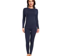 wirarpa Ensemble de sous-vêtements Thermiques Femme Doublé Polaire Haut & Bas Maillot de Corps Longues et Pantalon Pyjama Hiver Marine Taille M
