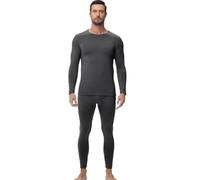 wirarpa Ensemble de sous-vêtements Thermiques Homme Doublé Polaire Haut & Bas Maillot de Corps Longues et Pantalon Pyjama Hiver Gris Foncé Taille 2XL